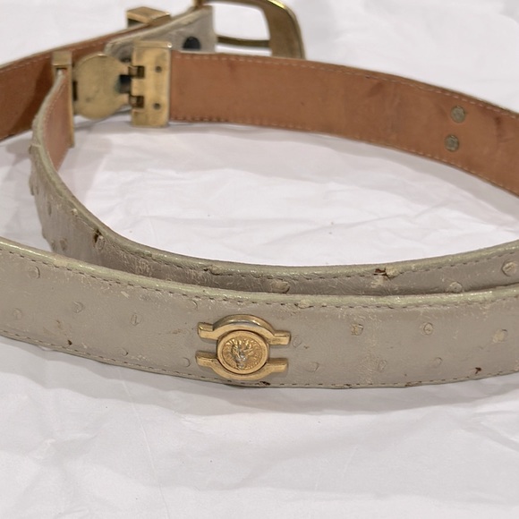 OSTRICH VINTAGE GOLD LION COWBOY LEATHER BELT SIZE 40 - Picture 4 of 6